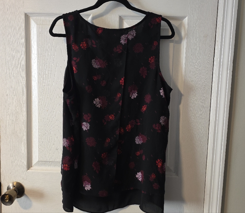 Apt. 9 Black Tank with Red and Purple Floral Design - Picture 2 of 2